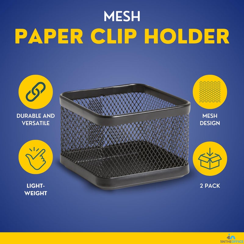 1InTheOffice Mesh Paperclip Holder For desk, Paperclip Holder Desk Accessories Holder(2 Pack) - Image 3